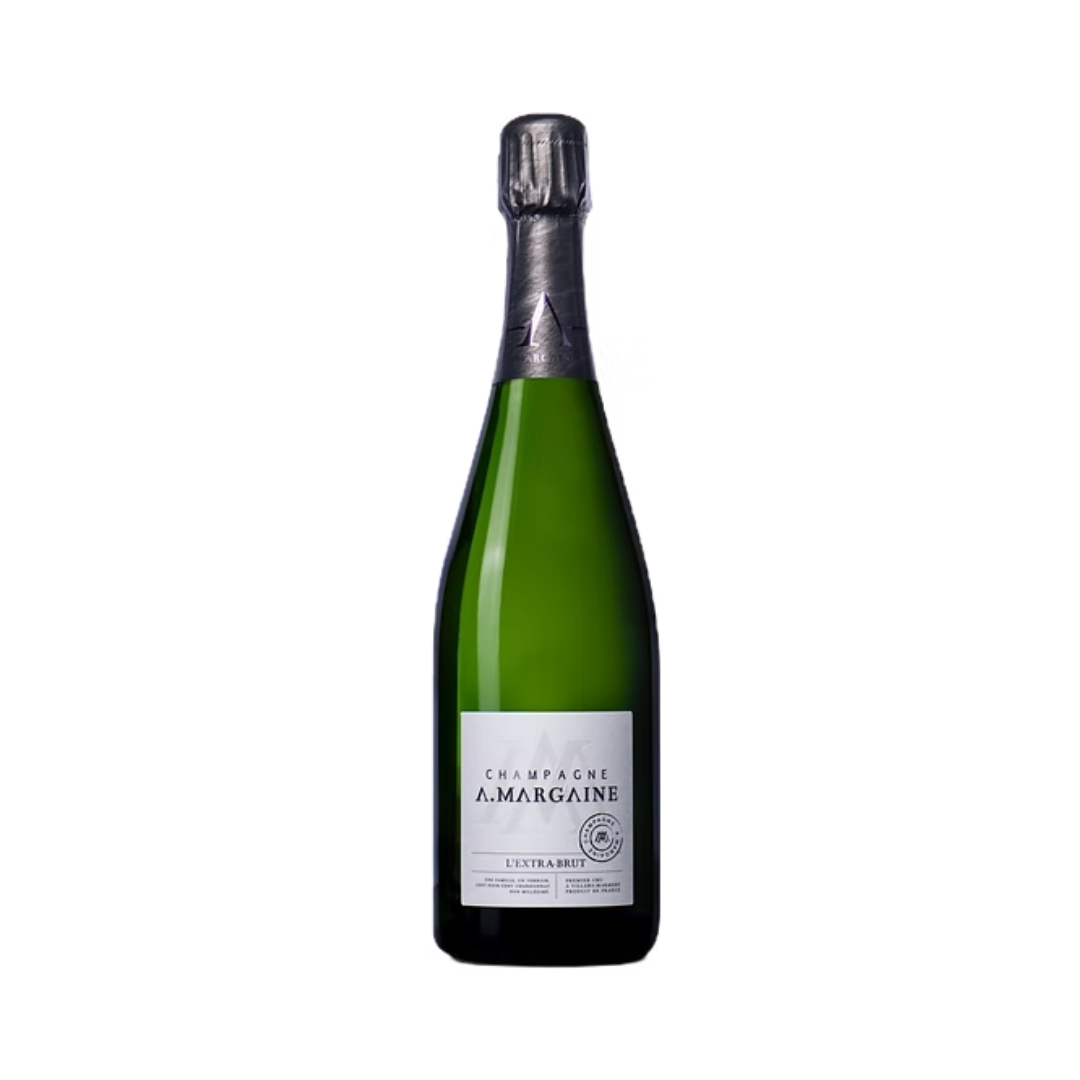 Garrafa de A. Margaine Extra Brut Blanc de Blancs – Champagne 100% Chardonnay de Villers-Marmery, seco e elegante, disponível na Temple Wines