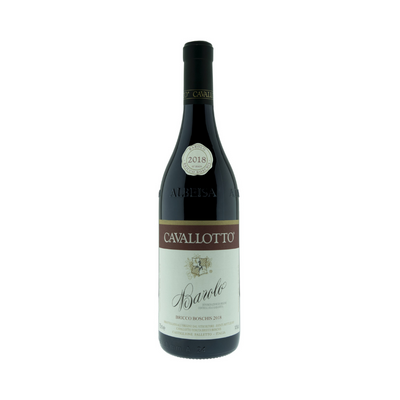 Bottle of Cavallotto Barolo Bricco Boschis 2020, classic organic Barolo from historical vineyards planted in 1971, aged in large Slavonian oak casks with traditional winemaking.

