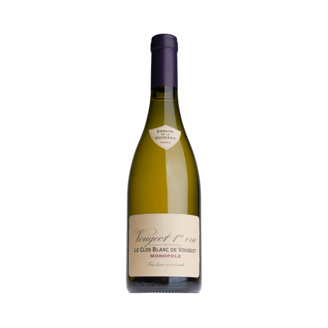 Garrafa do vinho Domaine de la Vougeraie Le Clos Blanc de Vougeot Monopole 1er Cru 2022 da vinícola Domaine de la Vougeraie, branco refinado da 750 ml com apresentação elegante.