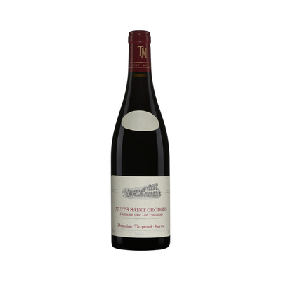 Bottle of Domaine Taupenot-Merme Nuits-Saint-Georges 'Les Pruliers' 1er Cru 2022, a Premier Cru Burgundy Pinot Noir from 1973 vines, aged in oak, with 93–95 points by Jasper Morris.

