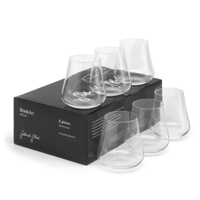 Gabriel-Glas DrinkArt Glass – set of 6 versatile, slightly conical glasses ideal for water, juice, beer, and spirits, with 470 ml capacity.