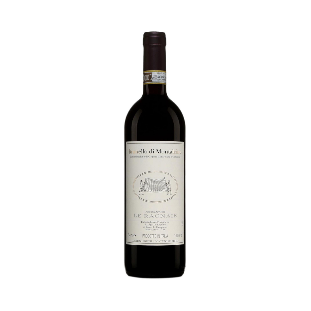 Bottle of Le Ragnaie Brunello di Montalcino 2019 — elegant, high-altitude Brunello with 94 points from Robert Parker.

