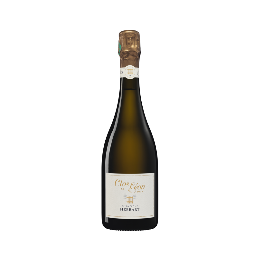 Bottle of Marc Hébrart Clos de Léon 1er Cru Extra Brut 2016, a rare single-vineyard Champagne made from 100% Chardonnay, aged 72 months on the lees with 3g/L dosage.

