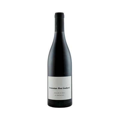 Bottle of Domaine Mee Godard Moulin-à-Vent 'Au Michelon' 2022, a dark and vibrant Gamay from a high-altitude granite vineyard, awarded 17.5 points by Jancis Robinson.

