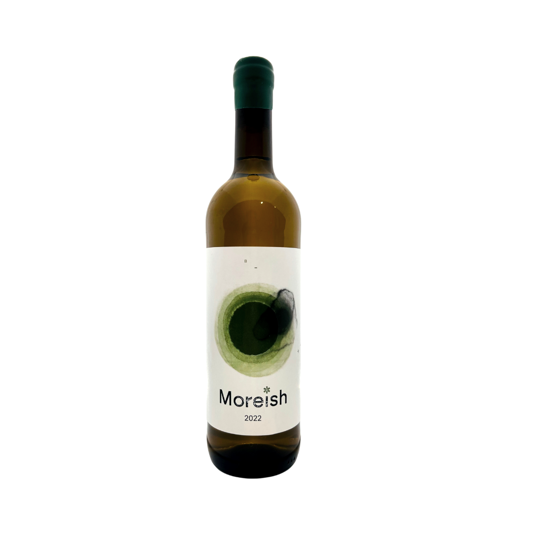 Bottle of Moreish Bical 2023, a natural white wine from Bairrada made from 100% Bical, featuring minimal sulfites and vibrant acidity.

