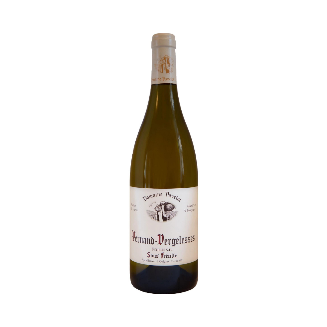 Bottle of Domaine Pavelot Pernand-Vergelesses 'Sous Frétille' 1er Cru 2023 – organic Premier Cru Chardonnay from Burgundy, France

