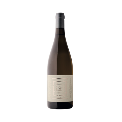 Bottle of Susana Esteban Procura Branco 2022 with soft natural light highlighting the label, set against a granite background, evoking its high-altitude Alentejo origin and elegant austerity.